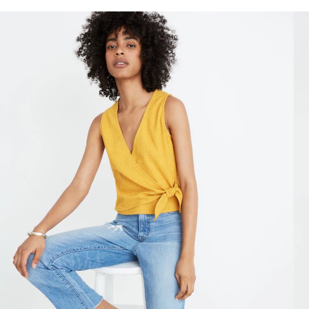 Madewell Yellow Wrap Tank Top
